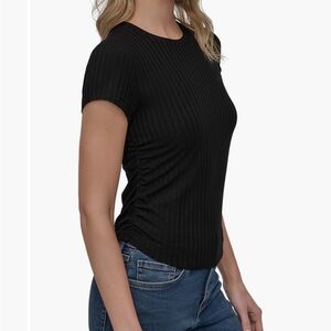 BNWT  DKNY Jeans Ruched Rib Pink Top